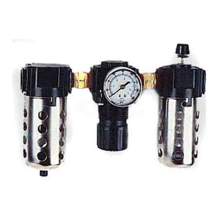 Arrow Pneumatics Arrow 3/8" FRL N33453W, Gauge, Metal Bowl W/Sight, Manual & Ultra Fog Lubricator N33453W